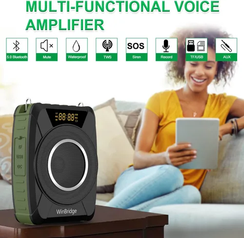Miniatura 2 de Amplificador de voz Bluetooth 5.0 con micrófono inalámbrico, micrófono personal impermeable, amplificador de voz inalámbrico, megáfono portátil