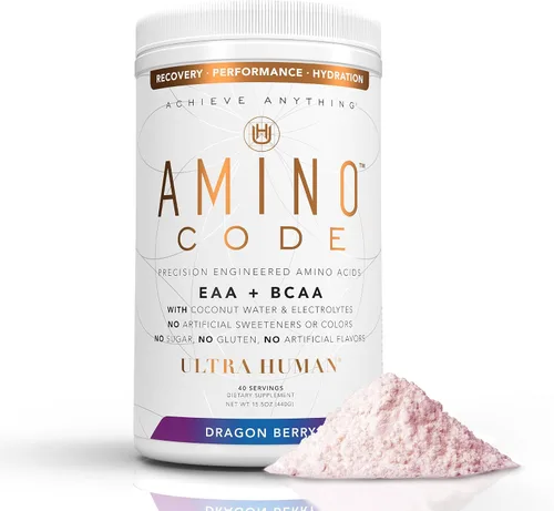 Ultra Human Amino Code | Aminoácidos esenciales + BCAA + electrolitos de agua de coco | Bebida energética de aminoácidos saborizados para