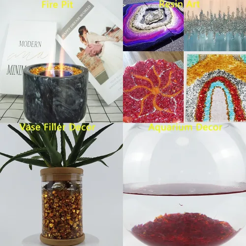Miniatura 6 de TWINKLING Purpurina de Vidrio Triturado de Alto Brillo, Vidrio Roto, Piedras de Cristal de Fuego para Chimenea, Arte de Resina DIY, Manualidades