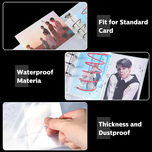 Miniatura 4 de 60 piezas de bolsillos transparentes para carpeta A5, fundas para tarjetas de 4/2/1, bolsas para álbum de fotos, carpeta para documentos, fundas