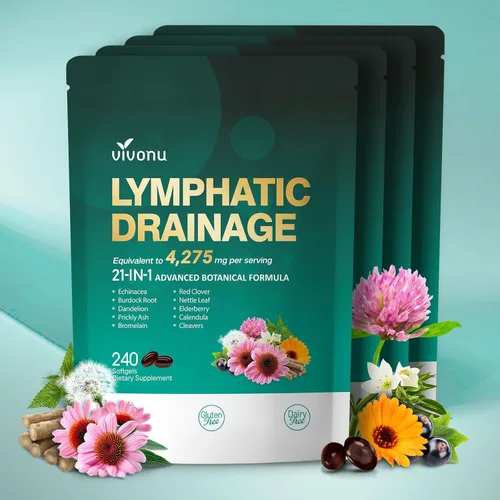 Miniatura 14 de Suplemento de drenaje linfático, 240 cápsulas blandas, suplemento de apoyo del sistema linfático de 4275 mg para mujeres y hombres, mezcla