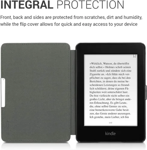 Miniatura 4 de kwmobile Funda compatible con Amazon Kindle Paperwhite - Funda protectora de nailon para lector electrónico - Antracita
