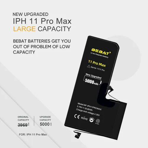 Miniatura 2 de Batería de repuesto para iPhone 11 PRO MAX, batería de repuesto de polímero de iones de litio de alta capacidad de 5000 mAh para modelo A2218 A2161