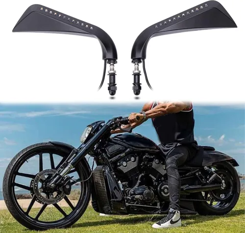 Miniatura 12 de Espejos retrovisores ovalados de 8 mm y 10 mm para motocicleta, compatibles con crucero, picador, bicicleta de calle, bicicleta estándar (negro#1)