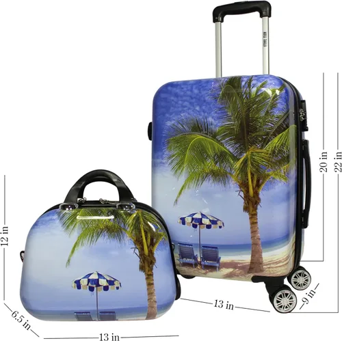 Miniatura 3 de World Traveler Palm Tree Hardside - Juego de equipaje giratorio de 2 piezas, tamaño único, Palm Tree, Juego de equipaje giratorio de mano de 2