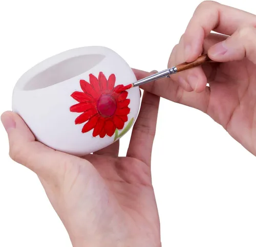 Miniatura 2 de Transon Pinceles de pintura para detalles pequeños, 7 piezas para pintura de modelos, acrílico, gouache, aceite, témpera y pintura facial