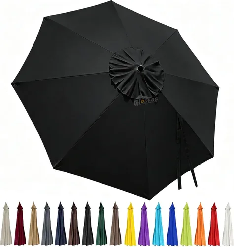 Miniatura 23 de Toldo de repuesto para sombrilla de patio de 10 pies, 8 varillas, impermeable y resistente a la decoloración, tela de poliéster gruesa para patio