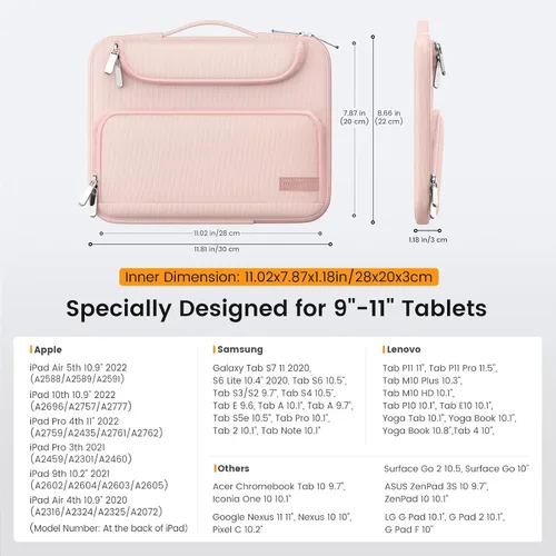 Miniatura 3 de MoKo Funda para tablet de 9 a 11 pulgadas, compatible con iPadAir 5/4th 10.9, iPadPro de 11 pulgadas, iPad 9/8th 10.2, iPad 10th 10.9, Tab S8/S9 11