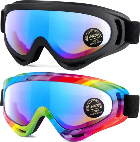 Miniatura 8 de MAMBAOUT Paquete de 2 gafas de esquí de nieve, gafas de snowboard para hombres, mujeres, jóvenes, niños, niños o niñas