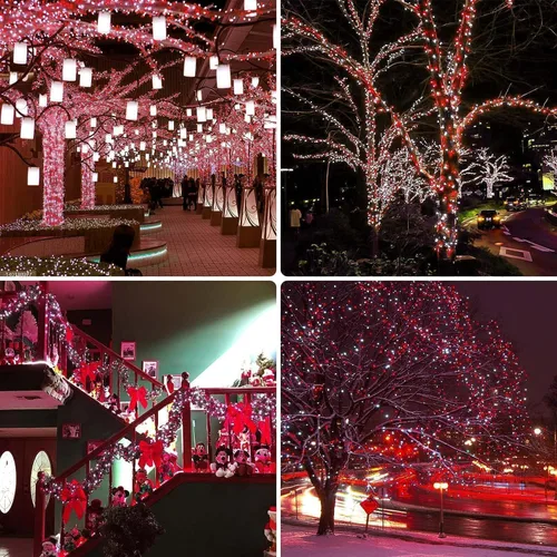 Miniatura 4 de OZS Guirnalda de luces de Navidad conectables rojas y blancas, paquete de 2 luces de Navidad de 164 pies en total de 400 LED para Rojo y blanco