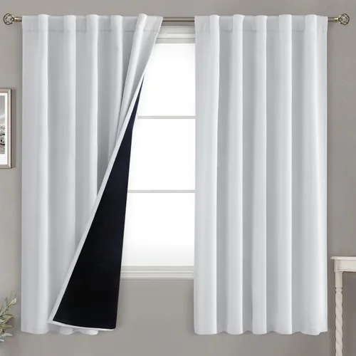 Miniatura 149 de BGment Cortinas 100% opacas beige de 63 pulgadas de largo con forro aislante térmico, bolsillo para varilla y lengüeta trasera de doble capa