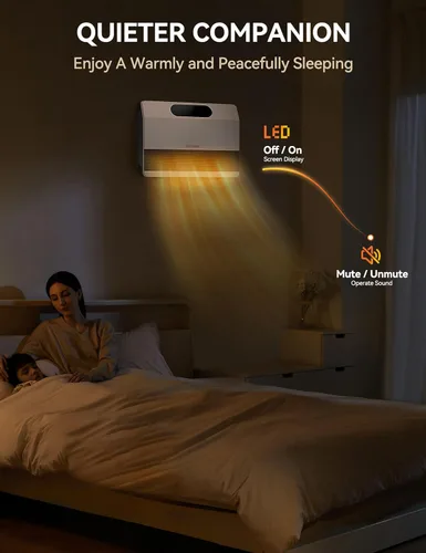 Miniatura 6 de GiveBest Calentador eléctrico de pared, calentadores de espacio para uso en interiores, calentador inteligente de 1500 W con termostato ajustable