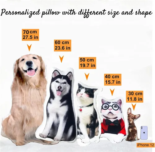 Miniatura 5 de Almohada personalizada con forma de mascota con foto como regalo de cumpleaños, Navidad, día de San Valentín para familiares y amigos, regalo