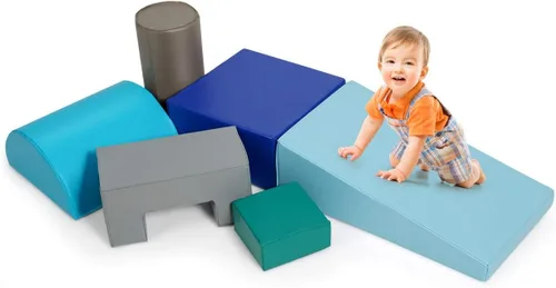 Miniatura 14 de Costzon Juego de escalada y gateo para niños pequeños, 6 piezas con cubierta de poliuretano para gatear, escalar y caminar, bloques de escalada