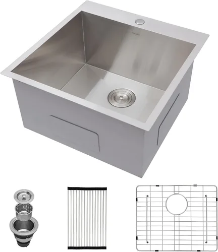 Miniatura 33 de Mocoloo Fregadero de barra de 13 pulgadas con caída en la parte superior, fregadero de cocina pequeño de acero inoxidable T304 de 13 x 15 pulgadas