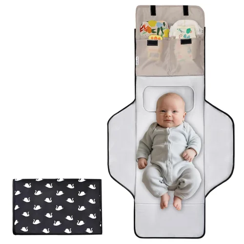Miniatura 8 de Cambiador de pañales para niños pequeños, extra largo, grande, ligero, de 31 x 24.2 pulgadas, diseño lindo de 1 a 36 meses, plegable, cambiador