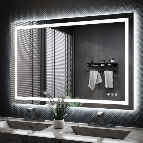 Miniatura 27 de ISKM Espejo LED con marco para baño de 40"x30", espejo de baño LED regulable con luces, antivaho, espejo iluminado frontal y retroiluminado de 3
