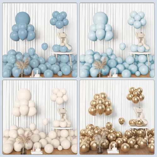 Miniatura 7 de Amandir Kit de arco de guirnalda de globos azul polvoriento, 153 piezas, diferentes tamaños de 18, 12, 10, 5 pulgadas, globos de látex azul blanco