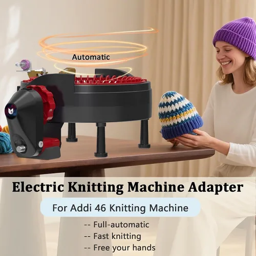 Miniatura 2 de Adaptador eléctrico para máquina de tejer Addi 46, adaptador automático para máquina de ganchillo, accesorios para máquina de tejer, negro