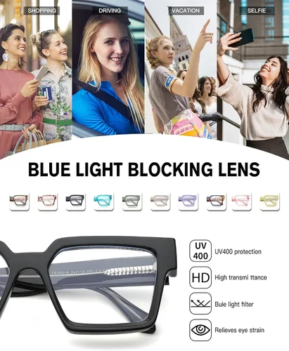 Miniatura 3 de Pro Acme Gafas cuadradas de gran tamaño con luz azul para hombres y mujeres, a la moda, rectangulares, con marco grueso, UV400, gafas falsas