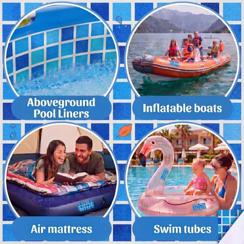 Miniatura 5 de Nuanchu Parche de vinilo autoadhesivo para alberca, hoja de reparación de PVC impermeable para piscinas sobre el suelo, casa de rebote, barco