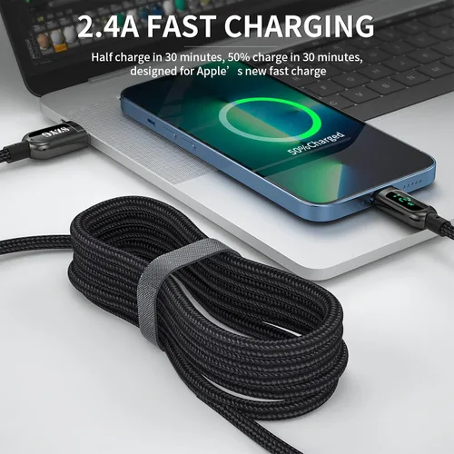 Miniatura 5 de AICase Cable de carga para iPhone, cable de sincronización de carga trenzado de nailon de 0.8 pies con pantalla LED compatible con iPhone 13 13 Pro