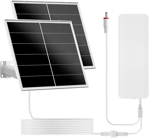 Kit de panel solar de 40 W y batería de 24000 mAh para cámaras de seguridad PTZ, salida ajustable de 5 V/12 V, enchufes USB-C y CC, montaje de 360°,