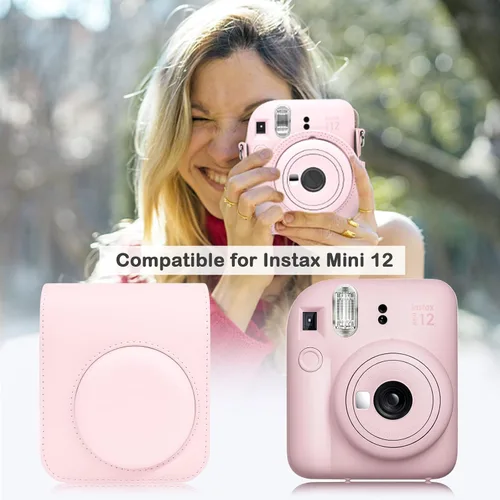 Miniatura 2 de MUZIRI KINOKOO Funda protectora para cámara instantánea Instax Mini 12 – Bolsa de transporte de piel sintética para cámara Mini 12 con bolsillo