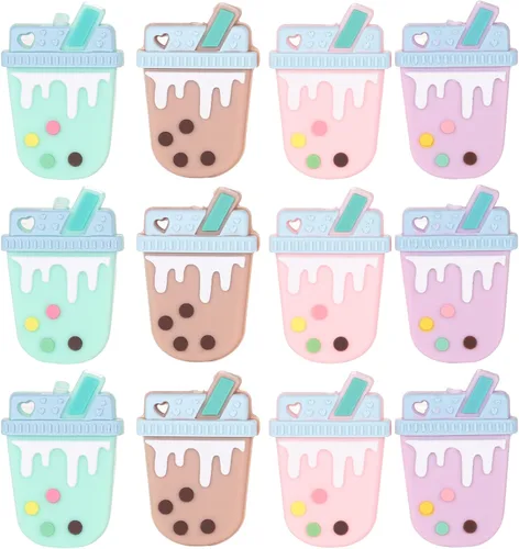 Miniatura 24 de 12 cuentas focales de silicona de animales para hacer llaveros con cuentas focales de ciervos para bolígrafos, pulseras de bricolaje, manualidades