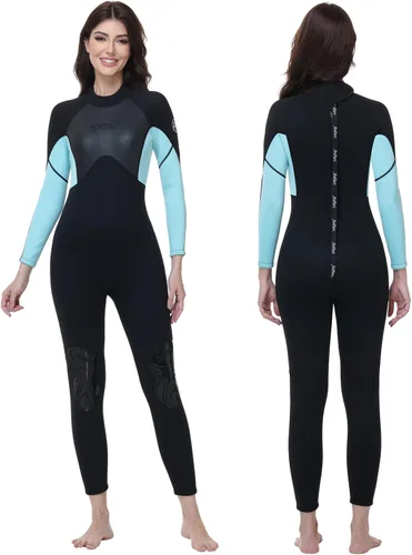 Miniatura 9 de Traje de neopreno de 0.118 pulgadas para mujer, natación en agua fría con cremallera trasera, adecuado para buceo, natación, surf, esnórquel y otros