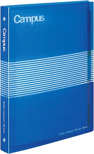 KOKUYO Campus B5 Cuaderno de carpetas con 5 separadores de pestañas, cubierta de PP, 26 agujeros, capacidad de 100 hojas, azul, importación de Japón