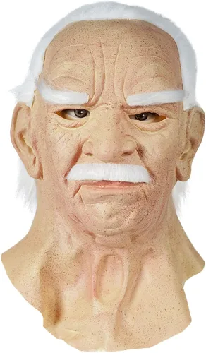 Miniatura 7 de Máscara realista de hombre anciano, cubierta facial de Halloween, máscara de látex visible para la cabeza, máscara novedosa para disfraz de fiesta