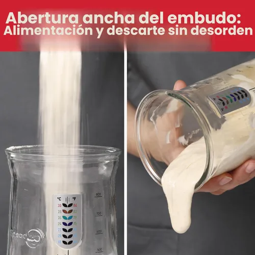 Miniatura 6 de KNEADACE Pro - Kit de inicio de masa madre – Tarro de fermentación de vidrio de gran capacidad de 34 onzas con tapa y rastreador, fermentador básico
