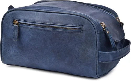 Miniatura 13 de LEATHER VILLAGE - Bolsa de viaje para artículos de tocador de cuero premium con forro impermeable Kit de neceser vintage hecho a mano