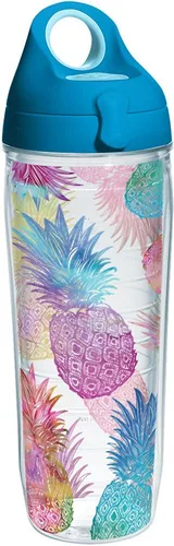 Miniatura 19 de Tervis Vaso aislado de doble pared con estampado de piña en acuarela hecho en Estados Unidos, mantiene las bebidas frías y calientes, 24 onzas