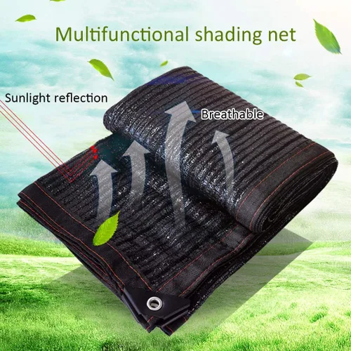 Miniatura 2 de Tela de malla con cifrado de aguja plana negra, 95 % resistente a los rayos UV, anti-envejecimiento, red de sombra con ojales, para jardín, balcón