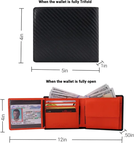 Miniatura 6 de Baggourie Cartera de cuero triple RFID Rojo - Moderno