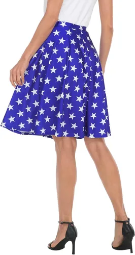 Miniatura 5 de HDE Faldas para mujer Falda midi skater falda hasta la rodilla cintura alta estampados divertidos