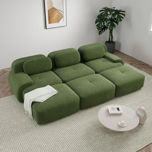 Miniatura 22 de Sofá modular sin hueso de 117 pulgadas, sofá modular en forma de L para sala de estar, sofá comprimido con asiento profundo, sofá nube de pana