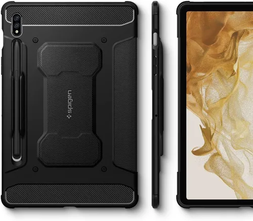 Miniatura 7 de Spigen Funda Rugged Armor para Galaxy Tab S8 (2022) / Tab S7 (2020) con soporte para bolígrafo S integrado, color negro