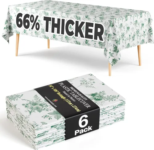 Miniatura 69 de Exquisite 66% Thicker Premium Plastic Table Cloth Rectangle Table Cover 0.5 Mil 6 Pack Aqua Table Cloth 54 Inch x 108 Inch Disposable Tablecloth