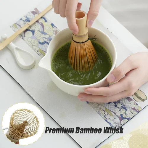 Miniatura 3 de Clay&Fire Juego de batidor de matcha, juego de matcha de cerámica, cuenco de matcha con asa y batidor, juego de té matcha de 9 piezas para amantes