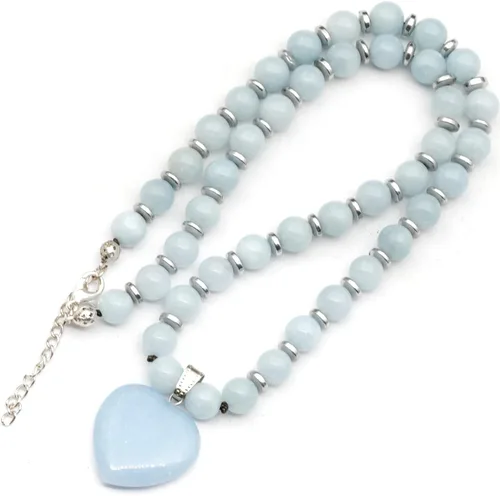 Miniatura 48 de Colgante de corazón de aventurina natural, Collar de cuentas de aventurina genuina, Collar de piedra verde, Collar de piedras preciosas, Cuentas