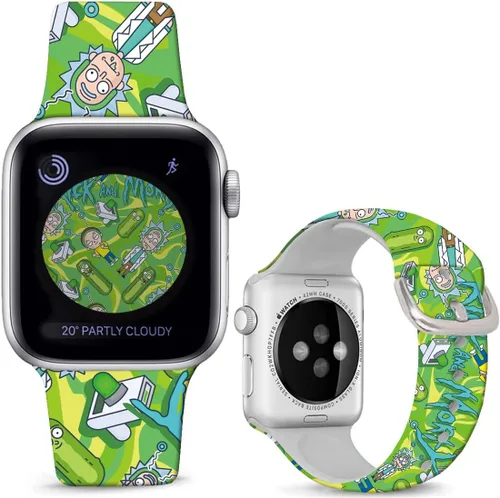 Compatible con Apple Watch Band Rick and Morty de 1.929 in/1.811 in/1.772 in/1.732 in/1.654 in (Serie 3 2 1) Correa mágica de silicona suave