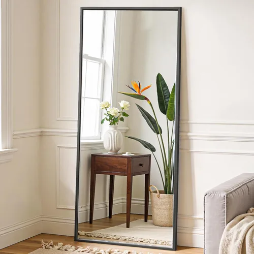 Miniatura 33 de OLIXIS Espejo arqueado de longitud completa para dormitorio, espejo de cuerpo completo de 56 x 15 pulgadas con soporte, para colgar o inclinarse