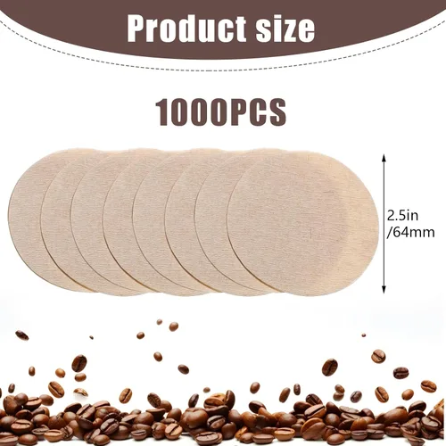 Miniatura 2 de 1000 PIEZAS Filtros de Café Sin Blanquear Papel de Filtro de Café Sin Blanquear Filtros Redondos para Cafetera Compatibles con Filtros de Café y Té