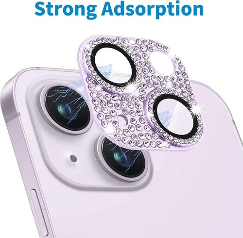 Miniatura 17 de Protector de lente de cámara diseñado para iPhone 12 Pro Max, con diamantes de imitación 3D con diamantes de imitación 9H, vidrio templado, Rosado