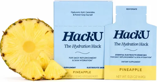 Miniatura 13 de HackU Hydration Hack - Paquetes de hidratación de electrolitos y piel – Mezcla de bebida sin azúcar, sin hinchazón con magnesio, ácido hialurónico