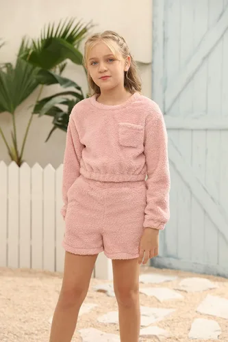 Miniatura 2 de Mafulus Conjunto de pantalones de dos piezas para niñas, cómodos, ligeros, de manga larga, con bolsillos