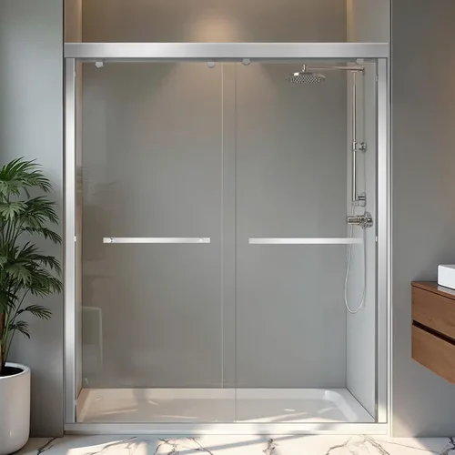 Miniatura 18 de Puerta de ducha de 44-48" de ancho x 72" de alto, puerta de ducha de vidrio deslizante semi-sin marco, vidrio templado SGCC de 1/4" (6mm) puerta